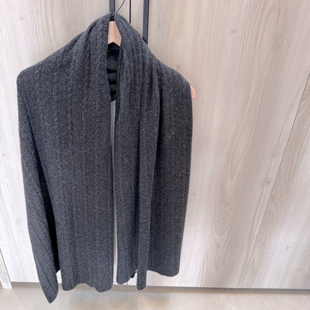 Woo Shanghai Luxury Brand Cashmere Scarf Wrap ,Shawl ,Cape, Chorcoal Gray - Picture 8 of 16